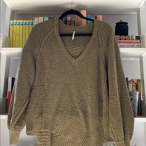 free people oversized navy green sweater